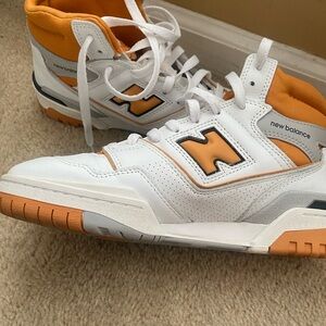 New Balance White and Orange High-Tops